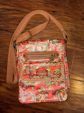 Sakroots Multicolor Floral Crossbody with Tan Strap